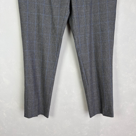 Saks Fifth Avenue men’s size 36 x 31 wool dress pants slim leg gray blue plaid - Picture 3 of 15